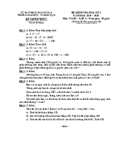 Đề thi học kỳ 1 Toán 6 năm 2019 – 2020 phòng GD&ĐT Quận 9 – TP HCM