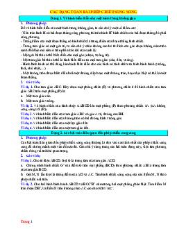 Các dạng toán bài phép chiếu song song (giải chi tiết)