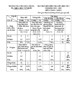 Đề giữa kỳ 1 Toán 8 năm 2022 – 2023 trường TH&THCS Hóa Trung – Thái Nguyên