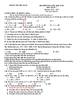 Đề giữa học kì 2 Toán 7 năm 2022 – 2023 trường THCS Đức Giang – Hà Nội