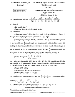 Đề thi học sinh giỏi Toán 9 cấp tỉnh năm 2020 – 2021 sở GD&ĐT Lào Cai