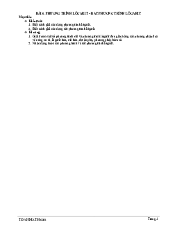 Bài giảng phương trình lôgarit và bất phương trình lôgarit