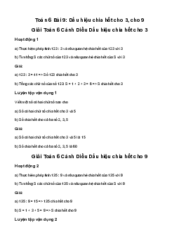 Giải Toán 6 Bài 9: Dấu hiệu chia hết cho 3, cho 9 | Cánh diều