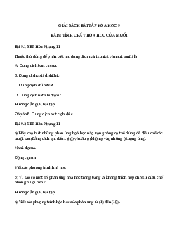 Giải SBT Hóa 9 bài 9