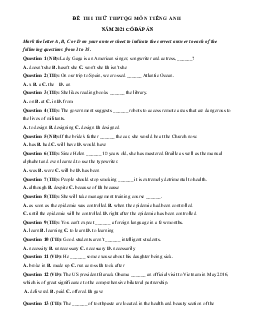 Đề thi thử THPT Quốc gia môn Tiếng Anh năm 2021 trường THPT Nguyễn Viết Xuân lần 1 (có đáp án)