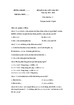 Đề thi giữa học kì 2 môn Sinh học lớp 10 năm 2023 - 2024 (Sách mới) | Cánh diều đề 1