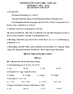 Đề cương ôn tập học kì 1 môn Toán 3 | Kết nối tri thức