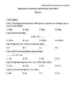 Phiếu bài tập cuối tuần lớp 4 môn Toán nâng cao Tuần 14 Cánh Diều