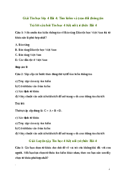 Giải Tin học lớp 4 Bài 4: Tìm kiếm và trao đổi thông tin | Kết nối thông tin