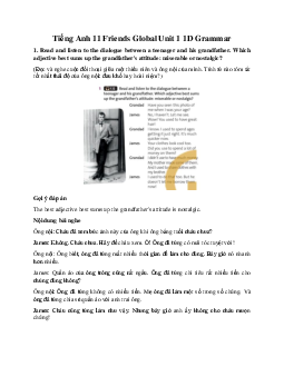 Giải Tiếng Anh 11 Unit 1 1D Grammar | Friends Global