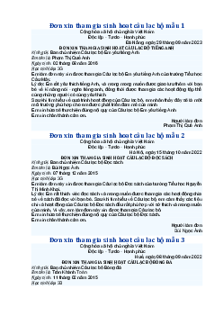 Trình bày Đơn xin tham gia sinh hoạt câu lạc bộ - Tập làm văn lớp 3 Chân trời sáng tạo