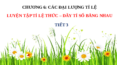 Bài giảng điện tử môn Toán 7 Chương 6 Bài 1: Tỉ lệ thức - Dãy tỉ số bằng nhau (Tiết 3) | Chân trời sáng tạo