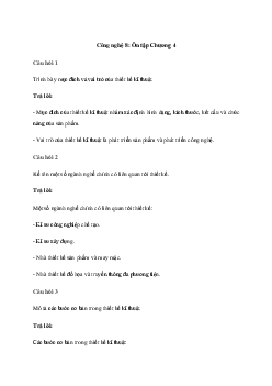 Công nghệ 8: Ôn tập Chương 4 - Chân trời sáng tạo