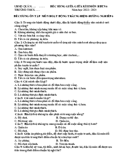 Đề cương ôn tập giữa học kì 2 môn Hoạt động trải nghiệm hướng nghiệp 6 sách Chân trời sáng tạo