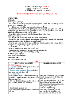 Giáo án Tiếng Việt 2 sách Chân trời sáng tạo Học kì 2 | Tuần 21 tiết 1, 2