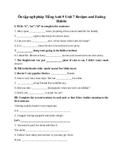 Ôn tập ngữ pháp Tiếng Anh 9 Unit 7 Recipes and Eating Habits