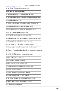 Chuyên đề 2: PASSIVE VOICE ôn thi vào lớp 10 môn Tiếng Anh (có đáp án)