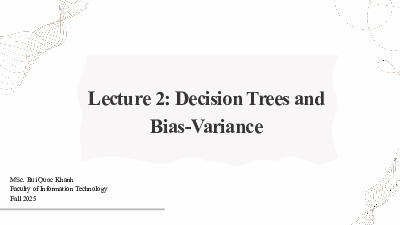 Bài giảng về Decision Trees and Bias-Variance môn Học máy | Trường Đại học Công nghệ, Đại học Quốc gia Hà Nội