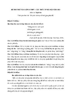 Đề thi thử vào lớp 10 môn Ngữ văn 2023 (cấu trúc đề TP Hà Nội) - Đề 4