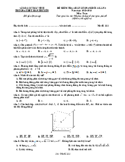 Đề kiểm tra Toán 11 lần 2 năm 2022 – 2023 trường THPT Hàn Thuyên – Bắc Ninh