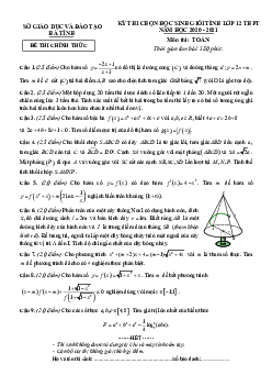 Đề chọn học sinh giỏi tỉnh Toán 12 THPT năm 2020 – 2021 sở GD&ĐT Hà Tĩnh