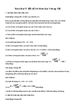 Toán 11: Một vài áp dụng của toán học trong tài chính - Sách Kết Nối Tri Thức