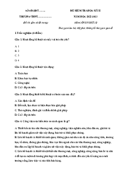 Đề thi học kì 2 môn Công nghệ 10 năm 2022 - 2023 sách Kết nối tri thức với cuộc sống | Đề 2