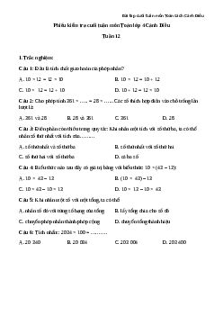 Phiếu bài tập cuối tuần lớp 4 môn Toán nâng cao Tuần 12 Cánh Diều