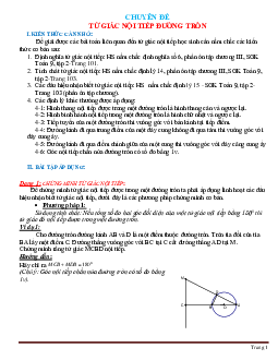 Chuyên đề tứ giác nội tiếp đường tròn toán lớp 9 (có lời giải)