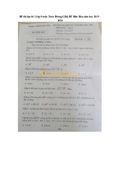 Đề thi học kì 1 lớp 9 môn Toán Phòng GD&ĐT Đức Hòa năm học 2019 - 2020