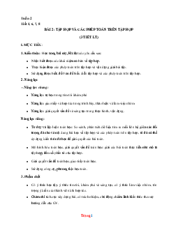 Giáo án Toán 10 Kết nối tri thức tuần 2