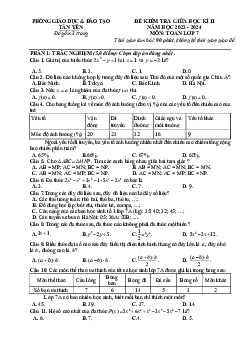 Đề thi giữa học kì 2 Toán 7 năm 2023 – 2024 phòng GD&ĐT Tân Yên – Bắc Giang