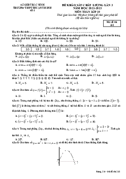 Đề khảo sát lần 3 Toán 10 năm 2022 – 2023 trường THPT Thuận Thành 1 – Bắc Ninh