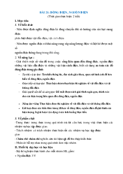 Giáo án KHTN 8 Kết nối tri thức bài 21 Dòng điện nguồn điện