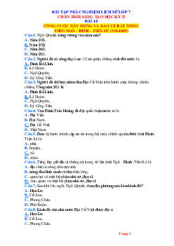 TOP 100 câu trắc nghiệm HKII môn Lịch sử 7 sách CTST (có đáp án)