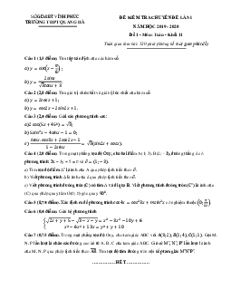 Đề kiểm tra chuyên đề Toán 11 lần 1 năm 2019 – 2020 trường Quang Hà – Vĩnh Phúc