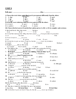Bài tập tiếng Anh lớp 9 Unit 9: Natural disasters số 3