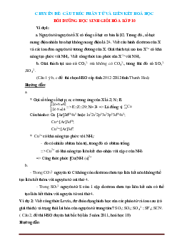 Chuyên đề cấu trúc phân tử và liên kết hóa học bồi dưỡng HSG Hóa lớp 10