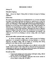 Literature Review: Advancing English Writing Skills via Duolingo | Môn English Teaching, Writing 4 - Trường Đại học Ngoại ngữ, Đại học Huế