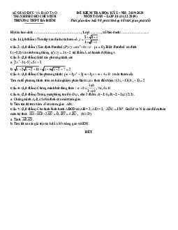 Đề thi học kì 1 Toán 10 năm 2019 – 2020 trường THPT Bà Điểm – TP HCM