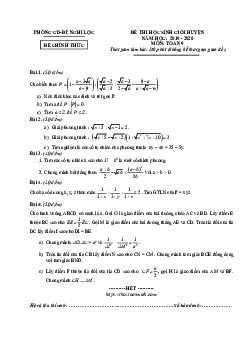 Đề thi học sinh giỏi huyện Toán 9 năm 2019 – 2020 phòng GD&ĐT Nghi Lộc – Nghệ An