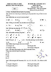 Đề giữa học kì 1 Toán 8 năm 2024 – 2025 trường THCS Thanh Quan – Hà Nội