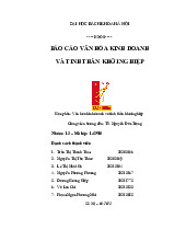 Báo cáo Môn Văn hóa kinh doanh và khởi nghiệp | Đại học Bách Khoa Hà Nội