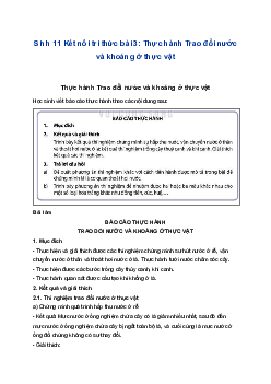 Sinh 11 Kết nối tri thức bài 3: Thực hành Trao đổi nước và khoáng ở thực vật