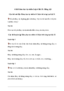 Giải Khoa học tự nhiên 6 Bài 31: Động vật - Chân Trời Sáng Tạo