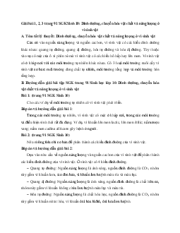 Giải bài tập trang 91 SGK Sinh học lớp 10: Dinh dưỡng, chuyển hóa vật chất và năng lượng ở vi sinh vật