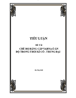 Chế độ đẳng cấp Varna ở Ấn Độ ở thời kì cổ - Trung đại | Đại học Sư Phạm Hà Nội