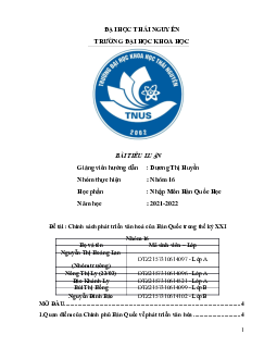 Bài Tiểu luận học phần Nhập môn Hàn Quốc học | Trường Đại học Khoa học, Đại học Thái Nguyên