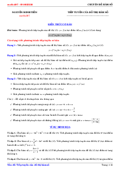 Bài tập trắc nghiệm tiếp tuyến của đồ thị hàm số – Nguyễn Minh Tiến Toán 12