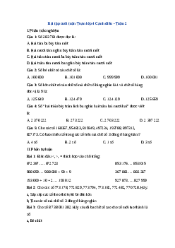 Bài tập cuối tuần Toán lớp 4 Cánh diều - Tuần 2